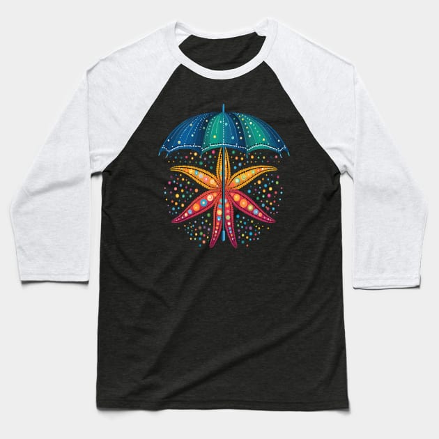 Starfish Rainy Day With Umbrella Baseball T-Shirt by JH Mart